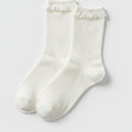 White Lace Bow Ribbed Crew Socks – apparel accessories (view 1)