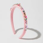 Pearl Beaded Rhinestone Headband - Pink – hair accessories (view 1)
