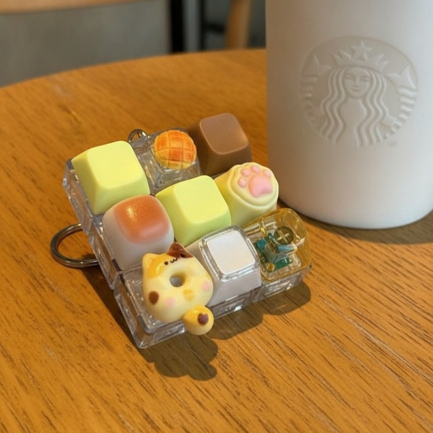Squishy Block Keychain - Yellow With Random Cat