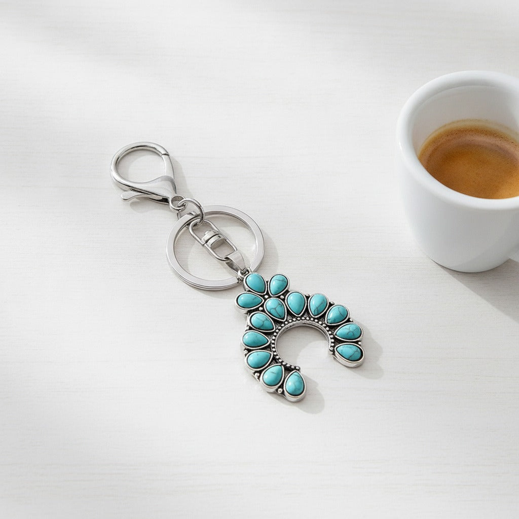 Turquoise Western Horseshoe Keychain - Type 3