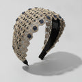 Embellished Daisy Padded Headband - Beige & Navy