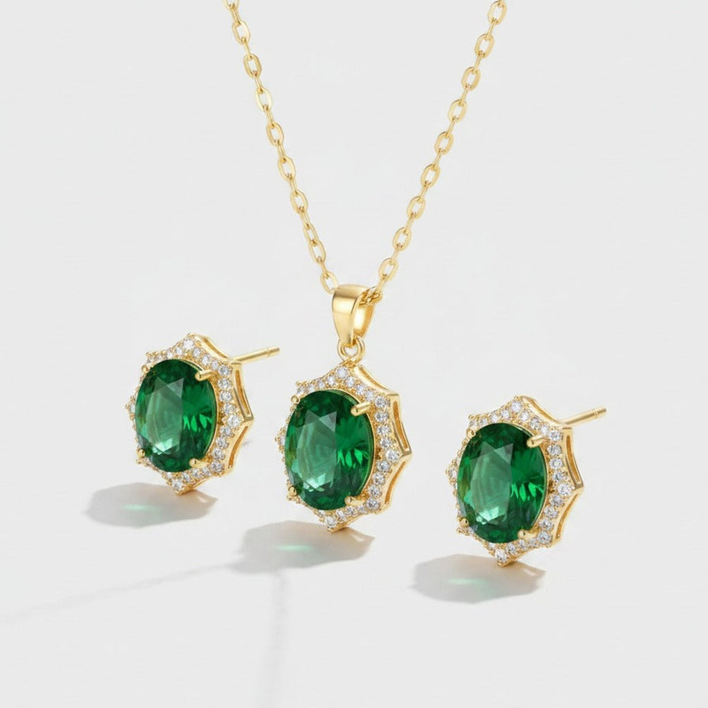 Emerald Oval Jewelry Set