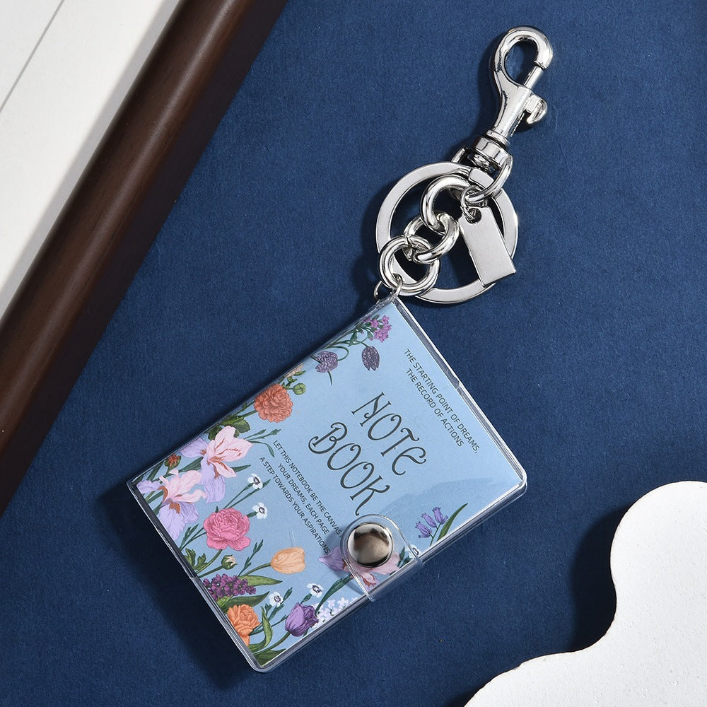 Mini Floral Notebook Keychain Waterproof Charm Gift - Type 2