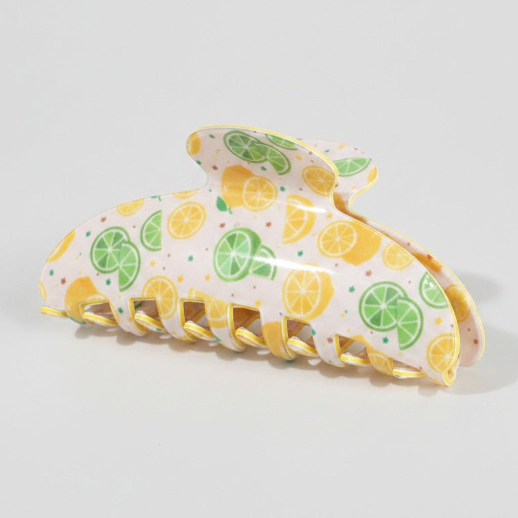 Citrus Fruit Printed Gold Hair Claw Clip – hair accessories (view 1)