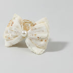 Cream Floral Lace Hair Claw With Pearl – hair accessories (view 1)