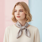 Polka Dot Silk Square Scarf - Taupe