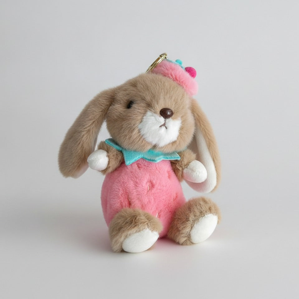 Fuzzy Bunny Keychain - Deep Pink