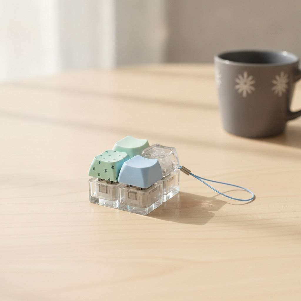 Mini Keyboard Cap Keychain - Teal Dot
