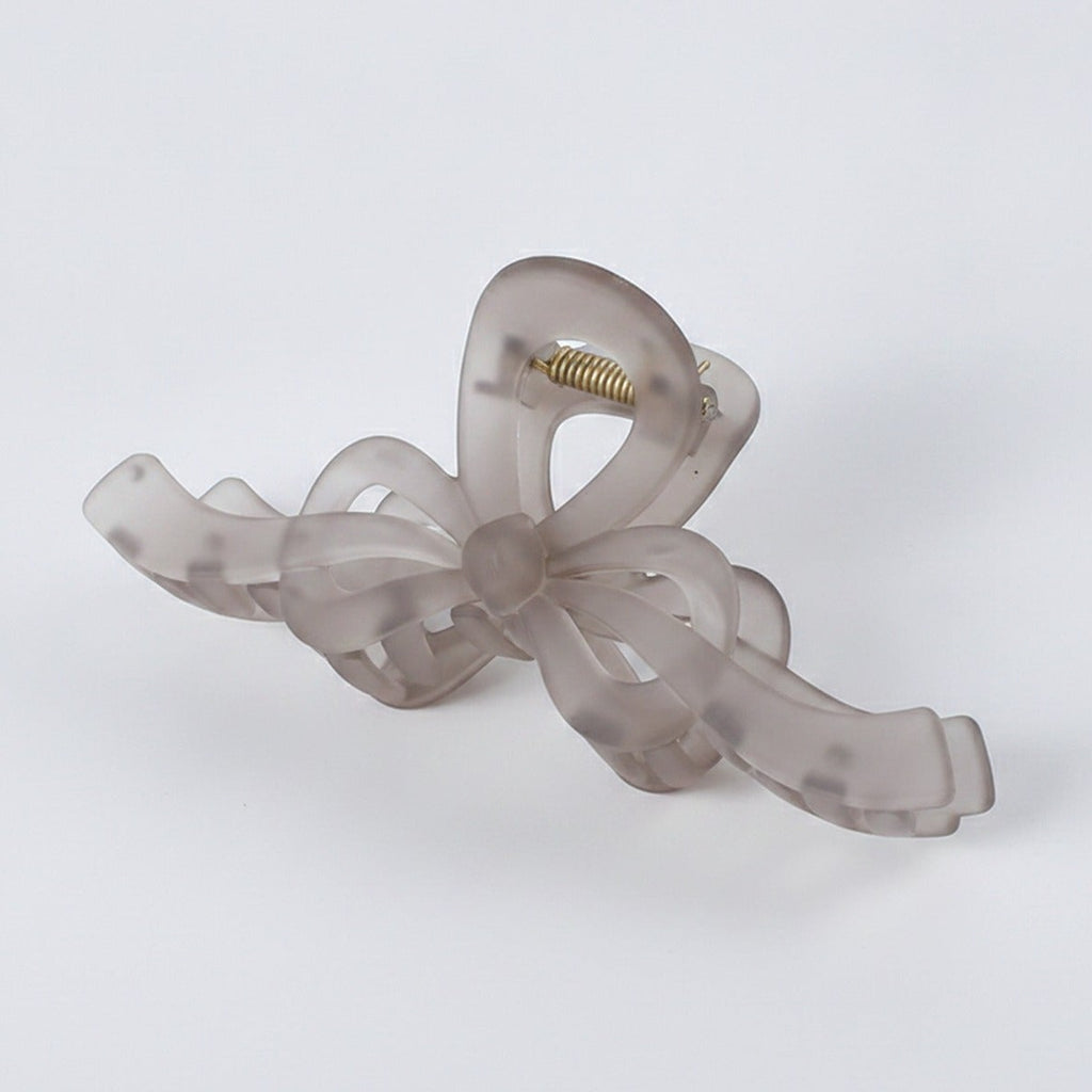 Translucent Bow Hair Claw Clip - Matte Gray – hair accessories (view 1)