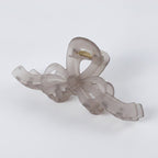 Translucent Bow Hair Claw Clip - Matte Gray – hair accessories (view 1)