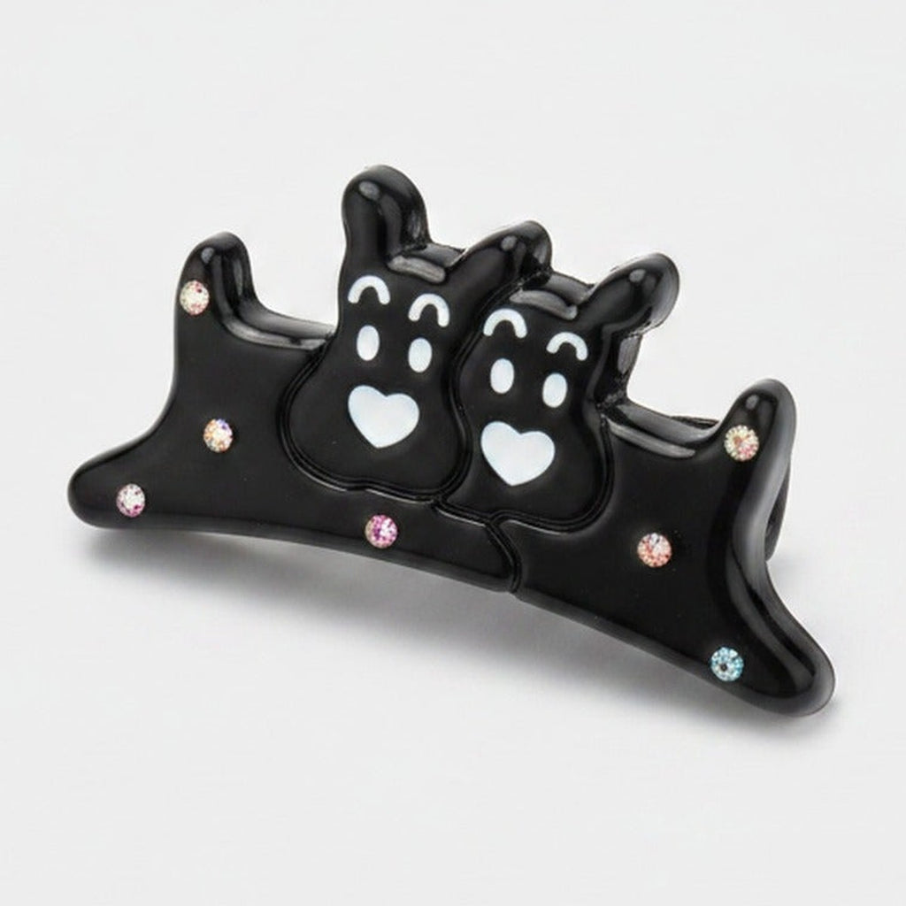 Black Cat Heart Rhinestone Hair Claw – hair accessories (view 1)
