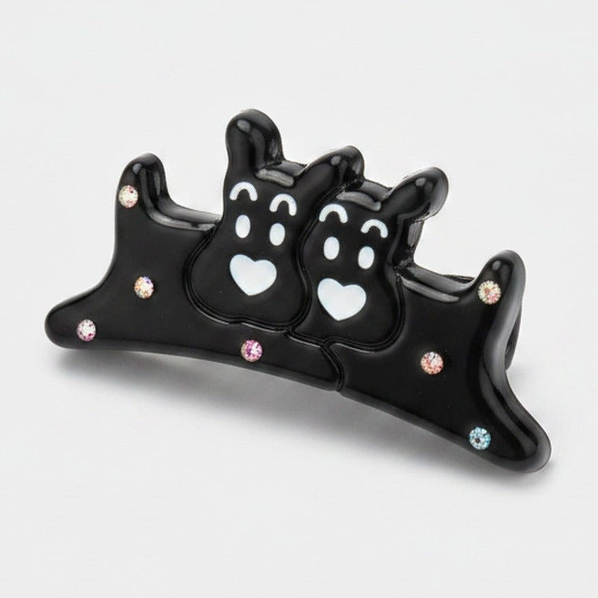 Black Cat Heart Rhinestone Hair Claw – hair accessories (view 1)
