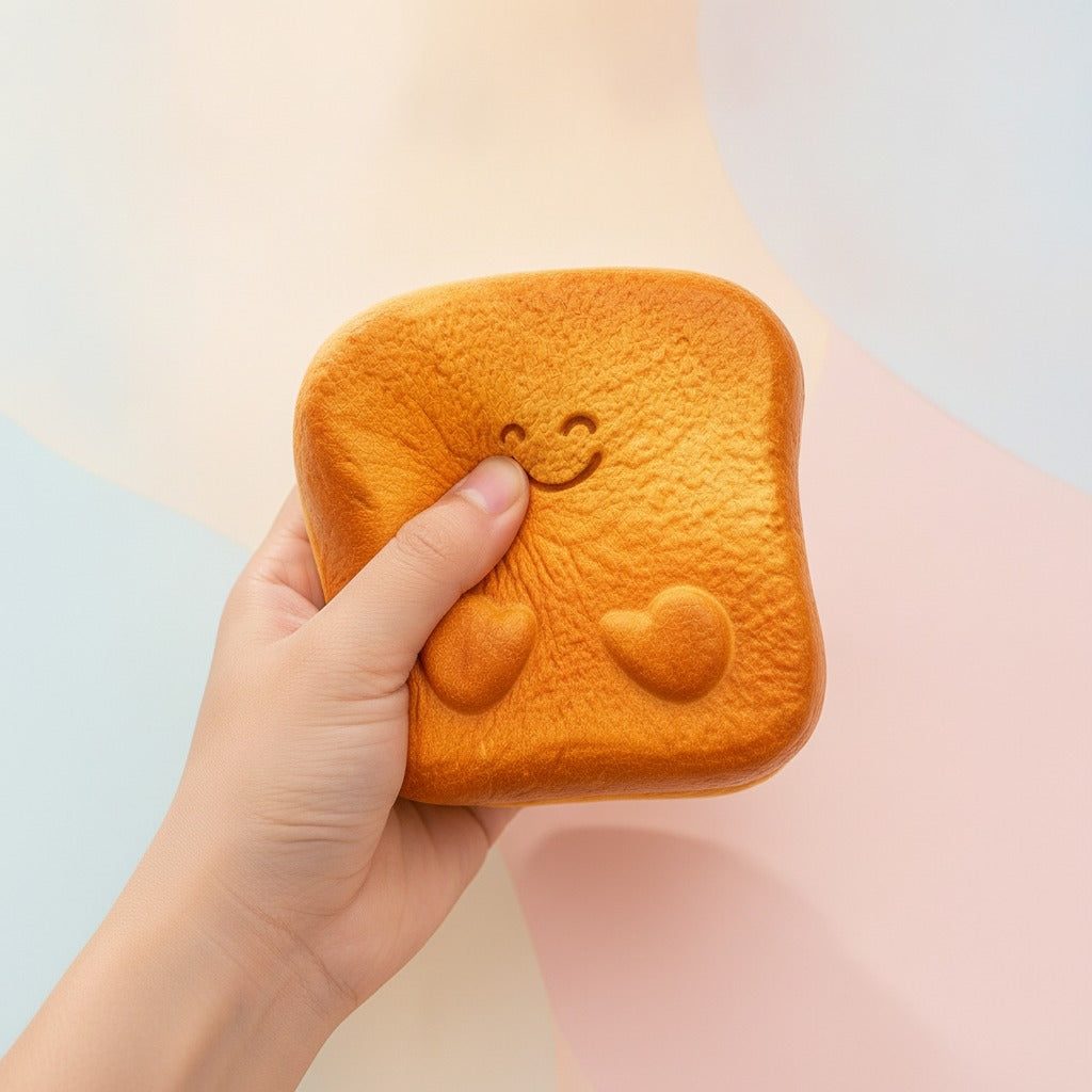 Bread Loaf Squishy - Bear Toast - squeeze in hand
