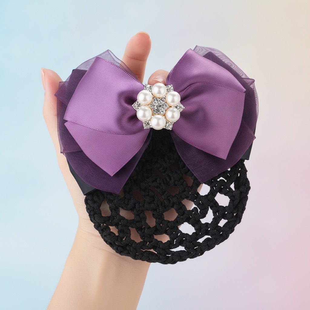Oversized Bow Hair Claw - Pearl Purple
