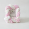 Fuzzy Pink & White Plush Photocard Holder with Pearl Snowflake Heart – bags & wallets (view 1)