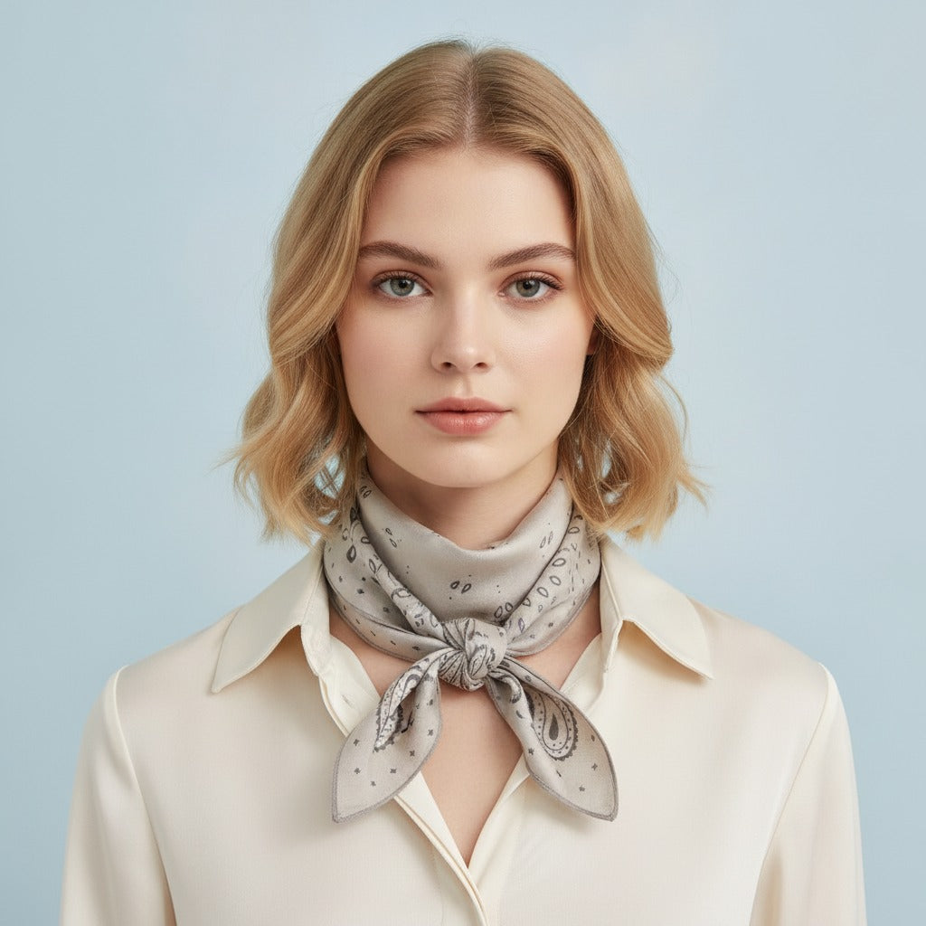 Classic Bandana Wrap Scarf - Beige