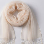 Sheer Ivory Wrap Scarf with Fringe – scarves & belts (view 1)