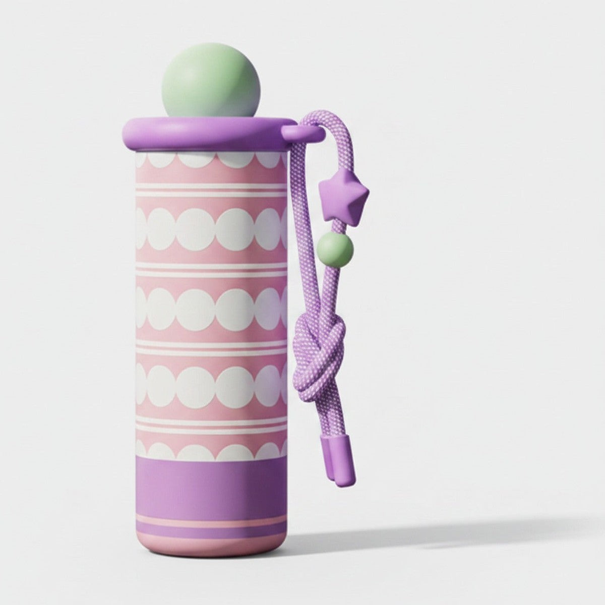 Pastel Pink Polka Dot Tumbler With Purple Rope Handle – novelty & toys (view 1)