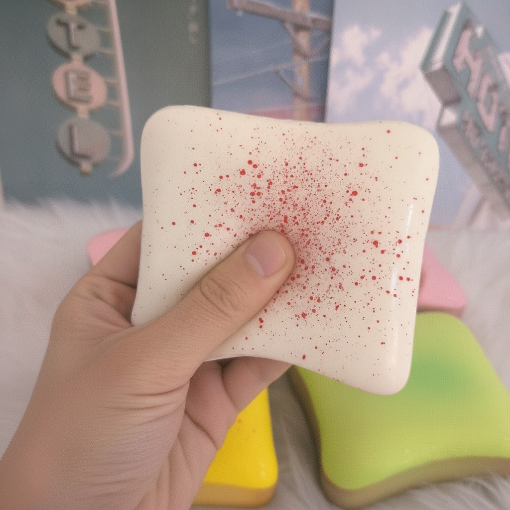 Frosted Toast Squishy - Cream - squeeze in hand