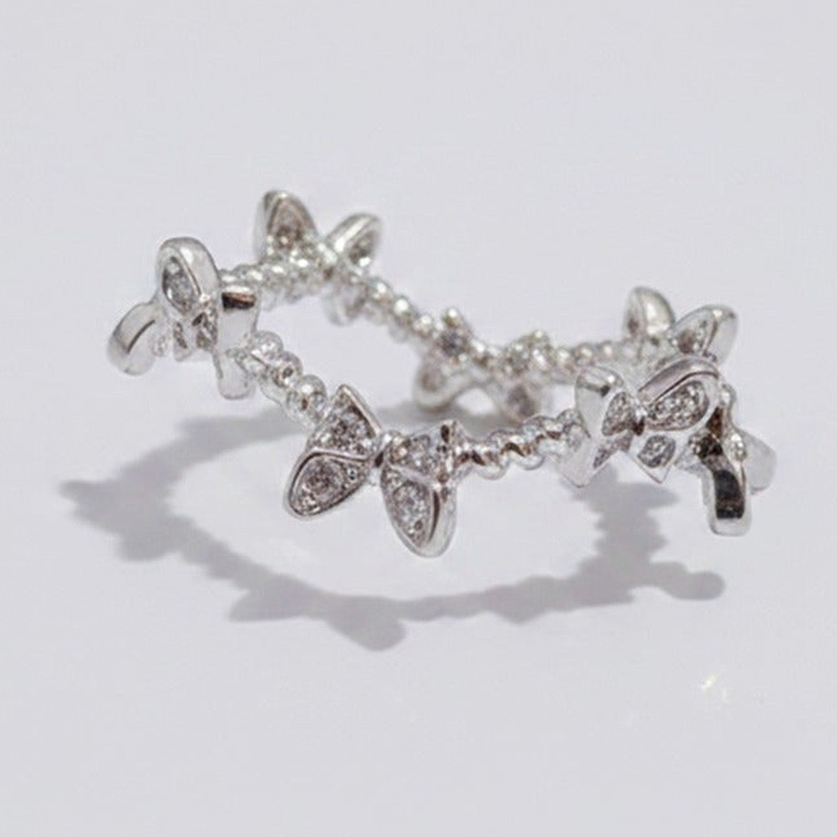 Butterfly Charm Rhinestone Silver Ring – jewelry (view 1)