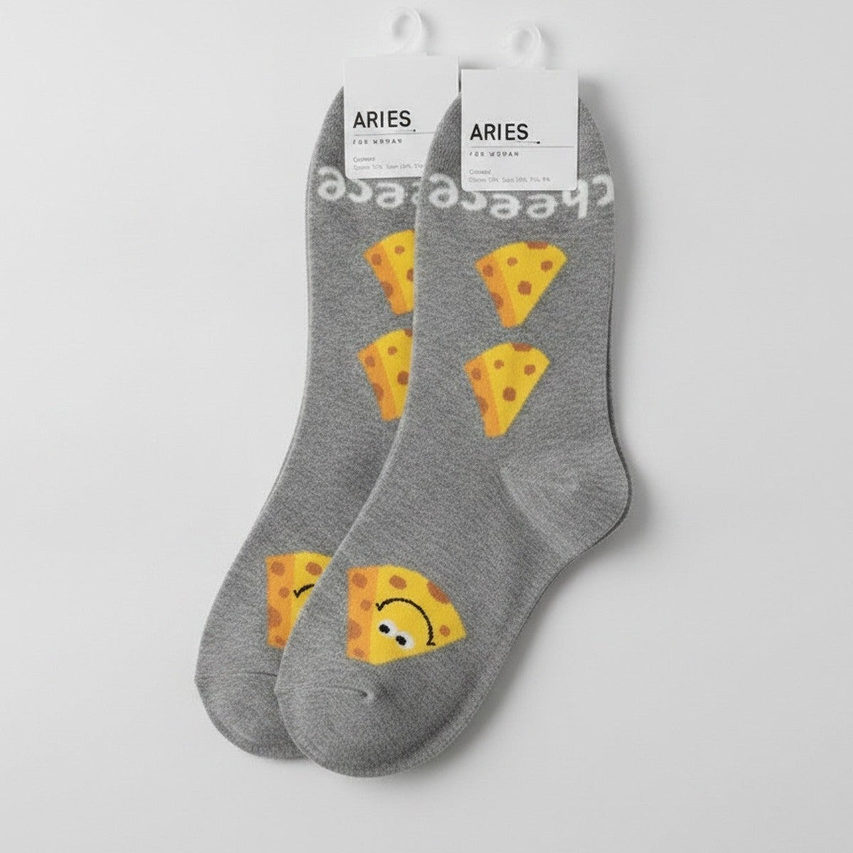 Gray Cheese Patterned Crew Socks – apparel accessories (view 1)