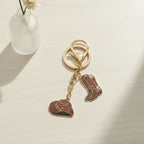 Western Charm Keychain Set - Cowboy Hat, Brown