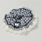 Plaid Scrunchie With Cream Lace Trim – hair accessories (view 1)