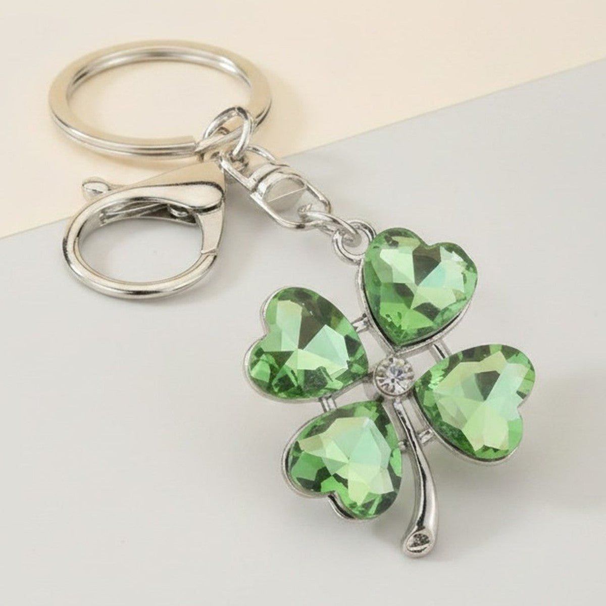 Sparkling Four Leaf Clover Heart Keychain – apparel accessories (view 1)