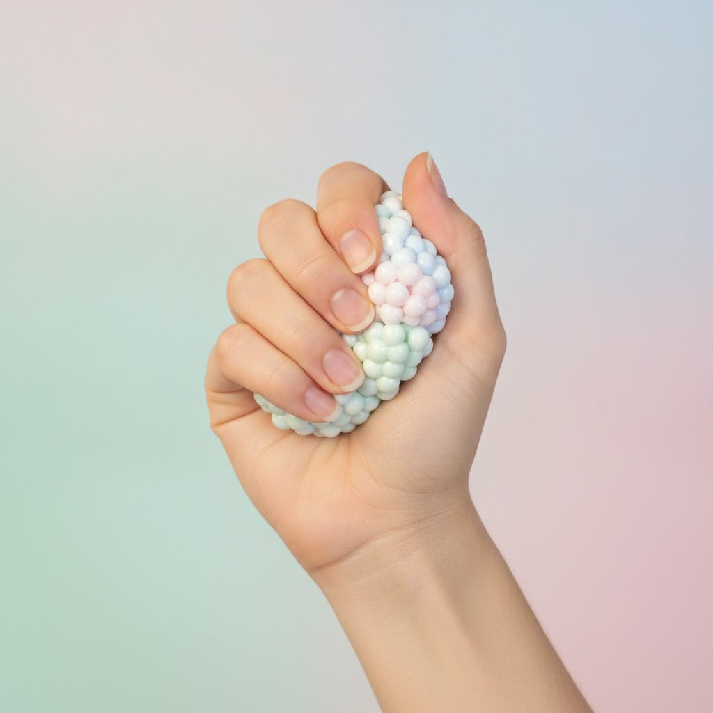 Bubble Pop Stress Ball - Pink - squeeze in hand