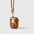 Button Detail Earbuds Case - Brown (for AirPods 3)