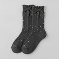 Dark Gray Ribbed Crew Bow Socks – apparel accessories (view 1)