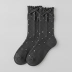 Dark Gray Ribbed Crew Bow Socks – apparel accessories (view 1)