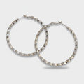 Silver Textured Diamond Cut Hoop Earrings – jewelry (view 1)