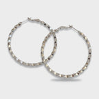 Silver Textured Diamond Cut Hoop Earrings – jewelry (view 1)