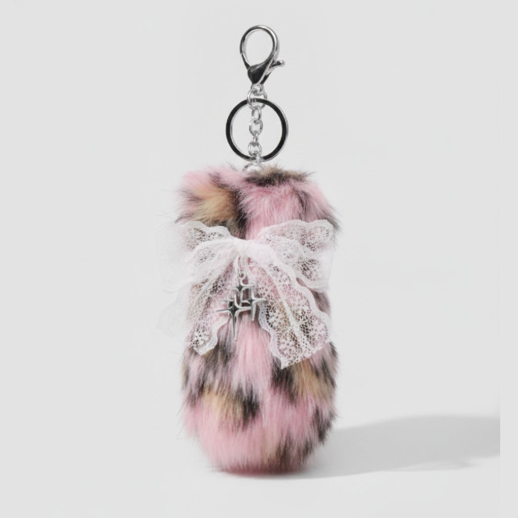 Fluffy Tail Bag Charm - Pink White Tail