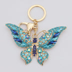 Sparkly Butterfly Charm Keychain - Blue