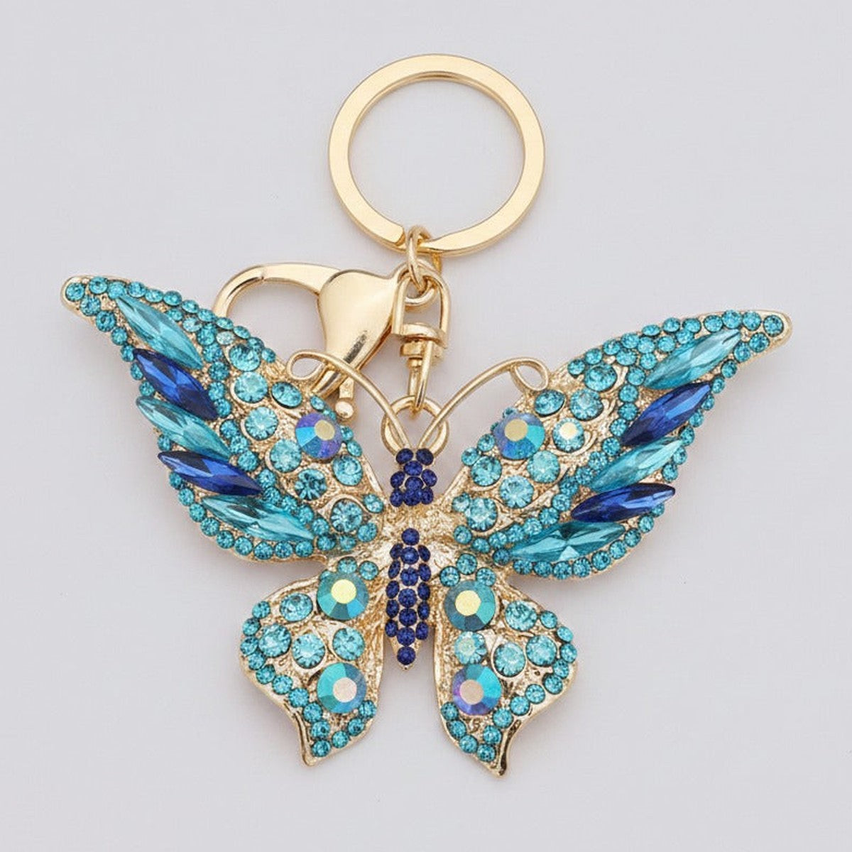 Sparkly Butterfly Charm Keychain - Blue