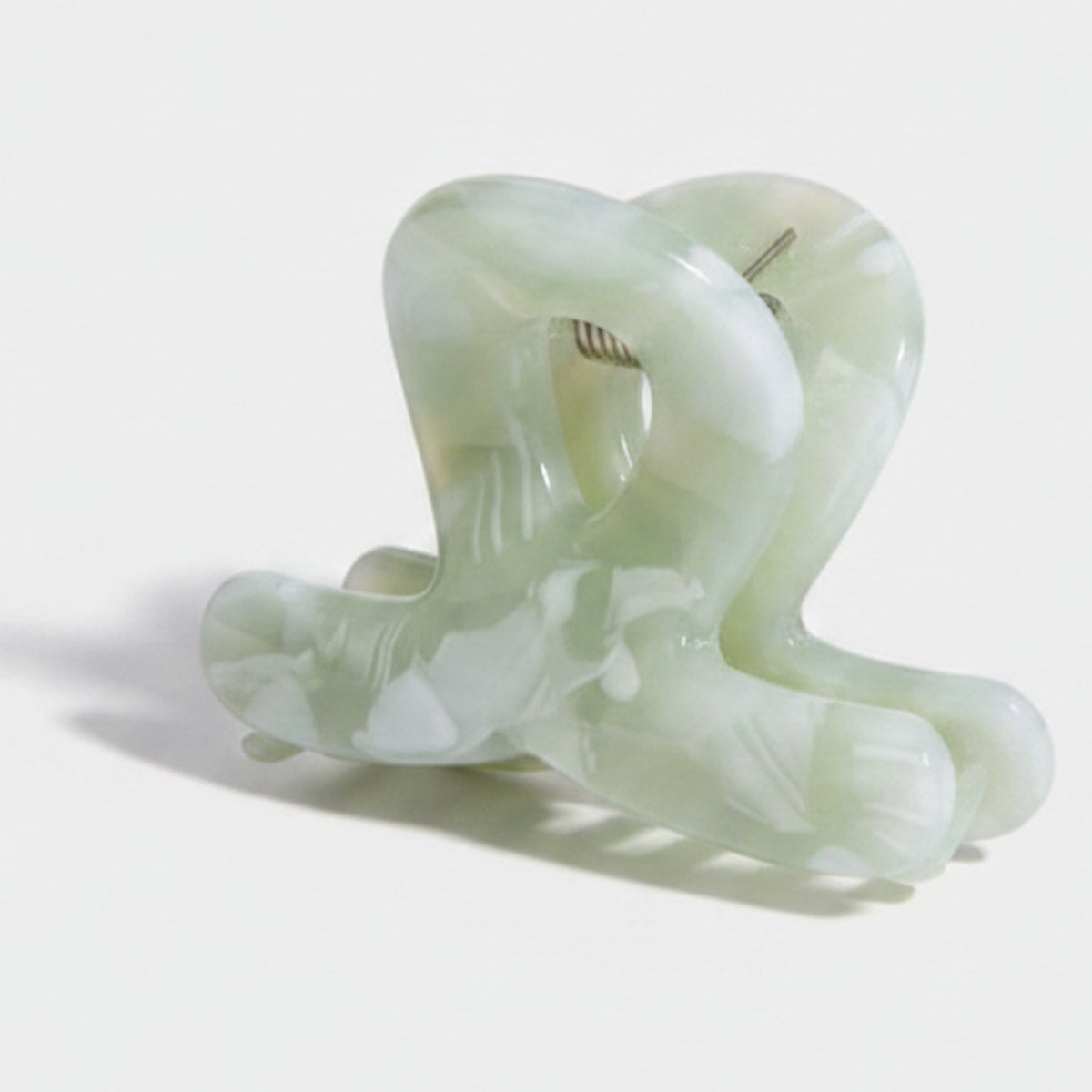 Translucent Jade Flower Hair Claw Clip - Floating Flower Green 3cm – hair accessories (view 1)