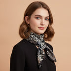 Leopard Polka Dot Satin Scarf - Dark Coffee