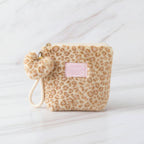 Fuzzy Leopard Zip Pouch - Yellow
