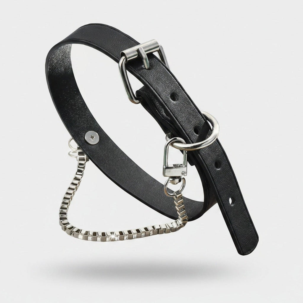 Black Leather Choker Chain – jewelry (view 1)