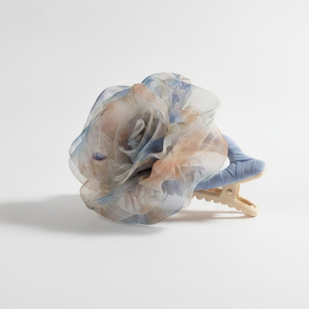 Watercolor Bloom Hair Claw - Blue