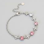 Silver Snowflake Charm Bracelet With Pink Crystals – jewelry (view 1)