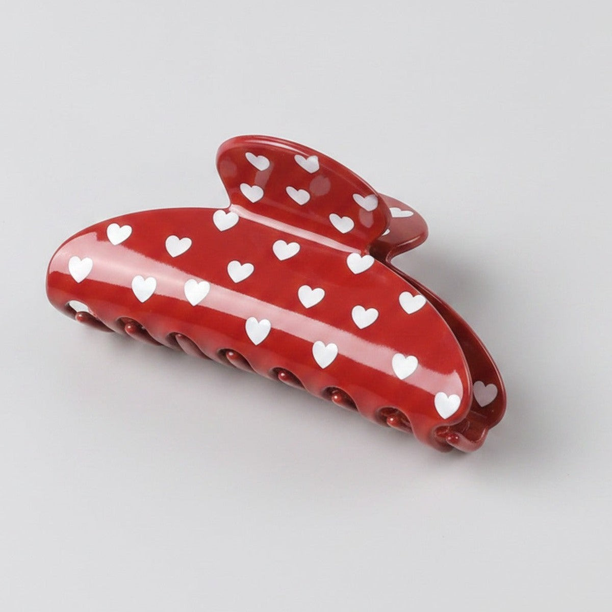 Heart Pearl Claw Hair Clip - Red Heart – hair accessories (view 1)