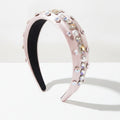 Padded Headband With Rhinestone Embellishments - Pink – hair accessories (view 1)