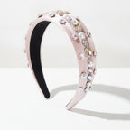 Padded Headband With Rhinestone Embellishments - Pink – hair accessories (view 1)