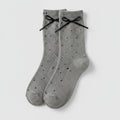 Gray Ribbed Bow Crew Socks – apparel accessories (view 1)