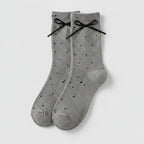 Gray Ribbed Bow Crew Socks – apparel accessories (view 1)