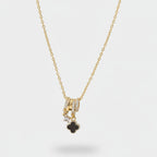 Clover Charm Rhinestone Necklace - Sparkling Black Clover Necklace Gold #8278 – jewelry (view 1)