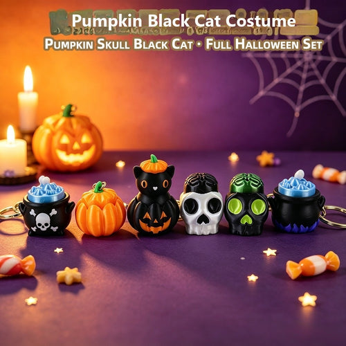 3D Printed Halloween Pumpkin Skull Clicker Keychain Toy - Type 5